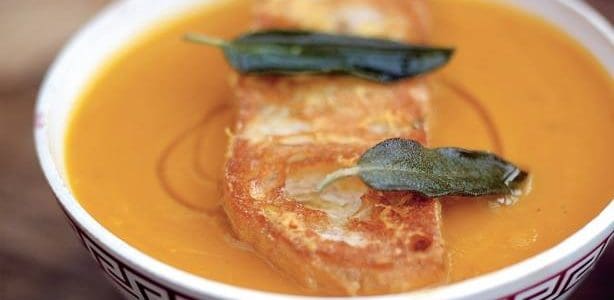 Superb Pumpkin Soup with Parmesan Croutons