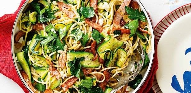 Zucchini, Bacon and Fetta Spaghetti